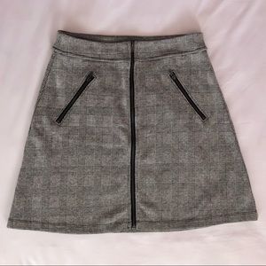 Gap Gray Plaid High Waisted Zipper A-Line Mini Skirt